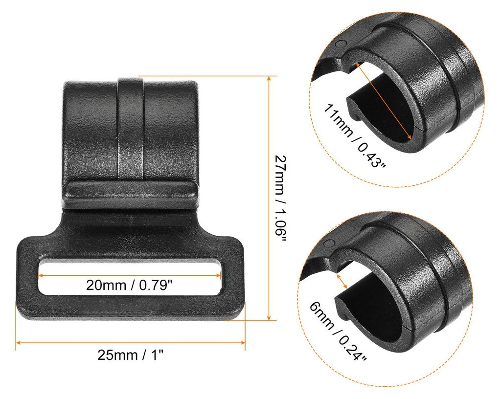 10 Stš¹ck Zeltstange Klemmen 11mm i.D. C Form Halterung Befestigungen schwarz