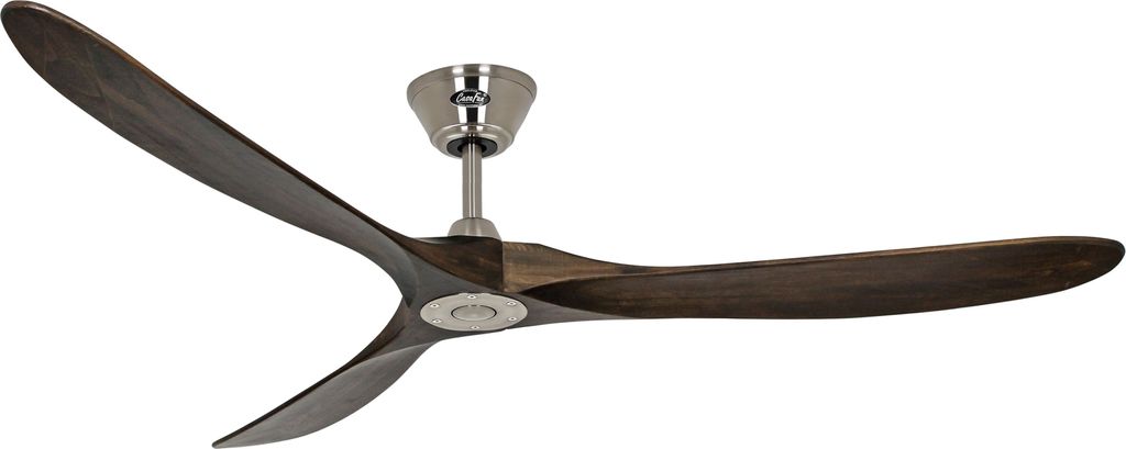 Energiespar Deckenventilator mit Fernbedienung Eco Genuino Chrom gebürstet / Nussbaum 180 cm