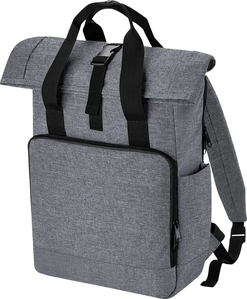 Sac à dos travail et loisirs Roll Top Gris chiné format ajustable