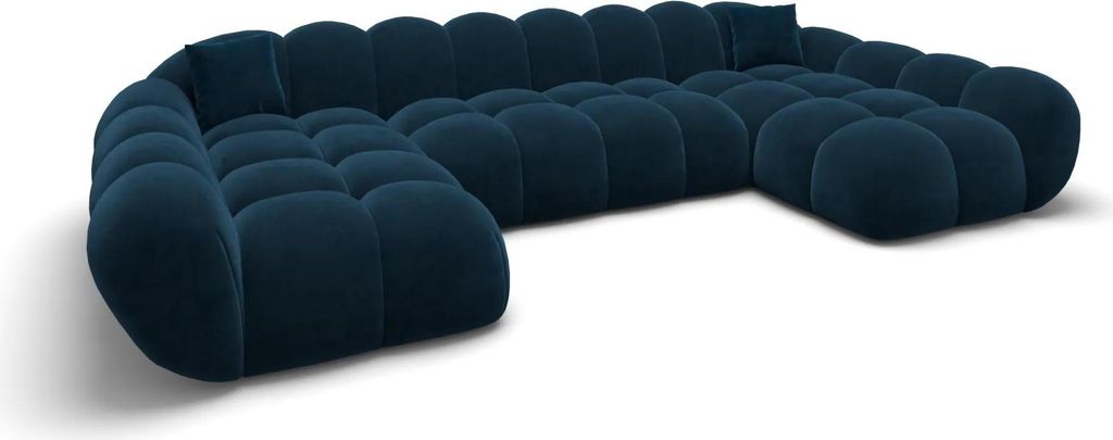 Samtstoff U-Form XXL Wohnlandschaft Studio Liva Mitternachtsblau