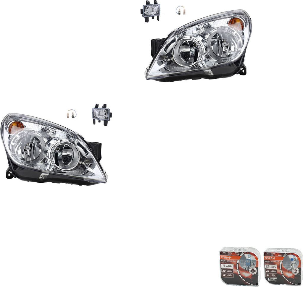Johns, Scheinwerfer Satz + Osram Night Breaker Laser passend für Opel Astra H 03/04- 6710053 6710039 13252449 13261997 1710366 24462133 6710040 67...