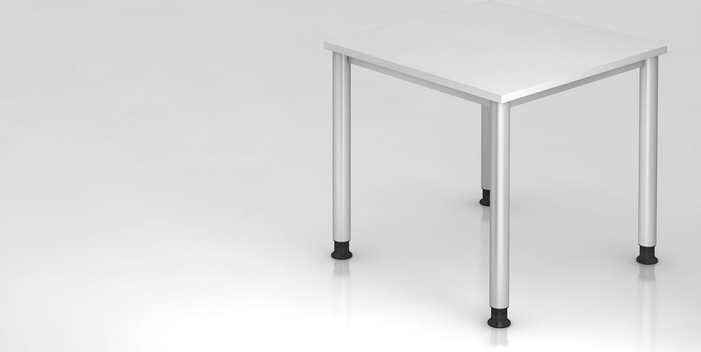 Sitz-Steh-Schreibtisch Olavi | Weiß | Breite 80cm | Höhe 68,5-81cm | stufenlos höhenverstellbar | Rechteckform