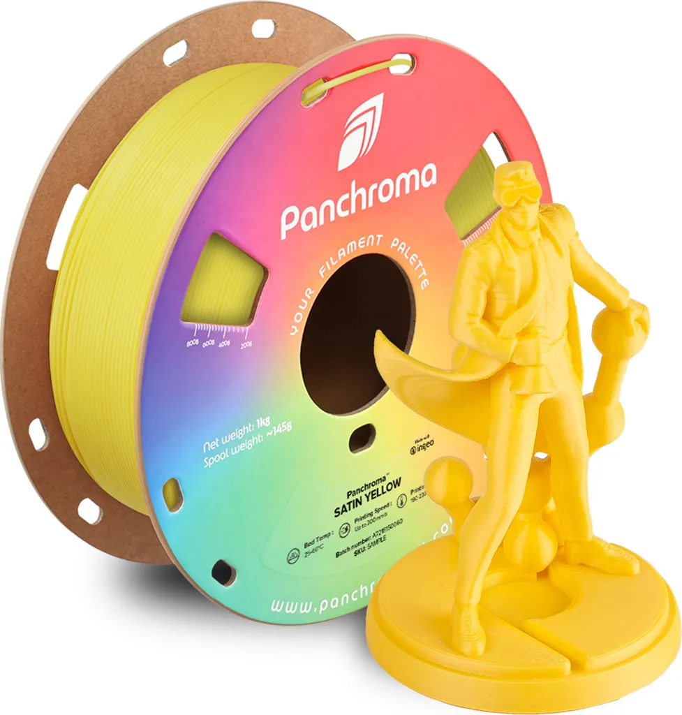 Panchroma™ PLA Satin, colore:giallo satinato, dimensione filamento:1,75 mm, peso:1 kg