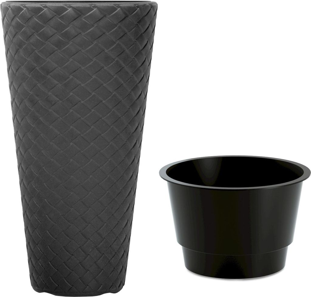 Schlanker DPMT300 Geflochtener Blumentopf mit Einsatz | Anthrazit