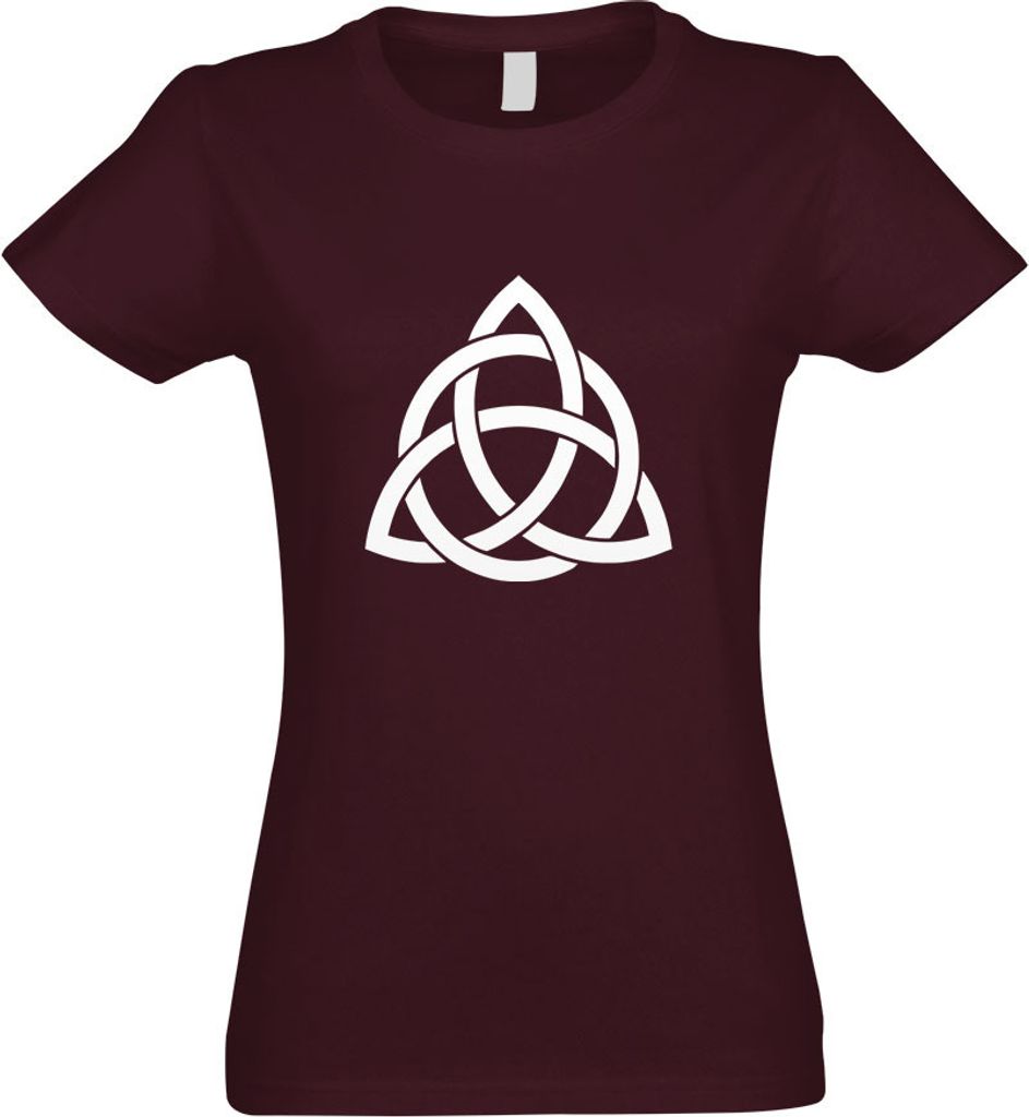 Kiwistar - T-Shirt tailliert - Damen - Burgund - Triquetra - mit Motiv Bedruckt - Funshirt Design - Sport - Freizeit - Damen - XXL