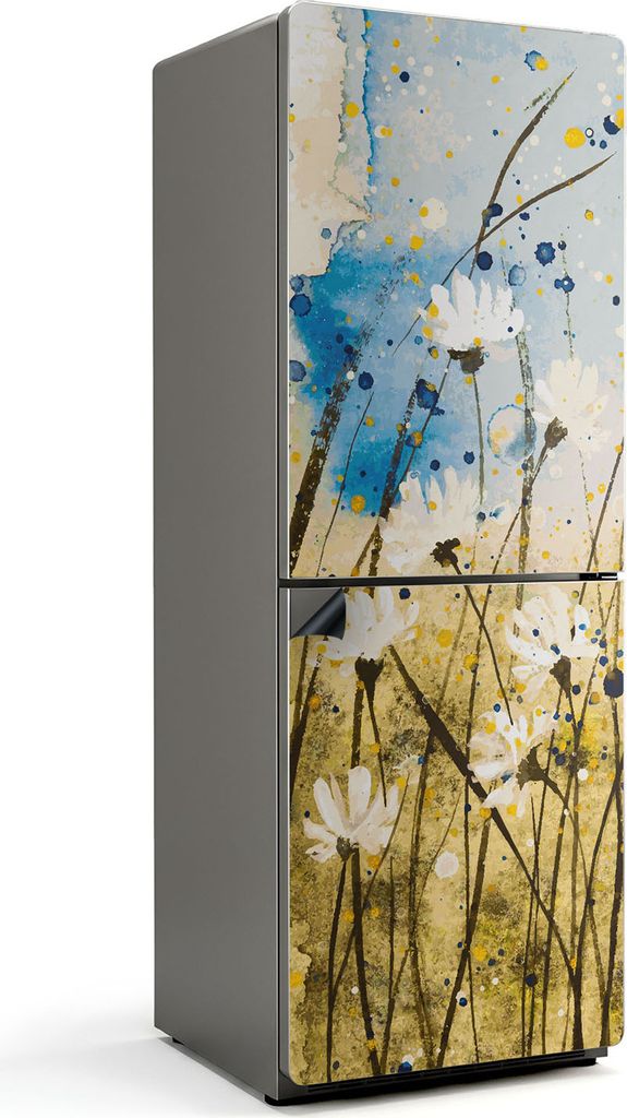 Aquarell zarte Wiese – Magnetische Kühlschrank Abdeckung – Dekorfolie magnetisch Küche – Kühlschrank Magnet Deko – selbstklebende Magnet...