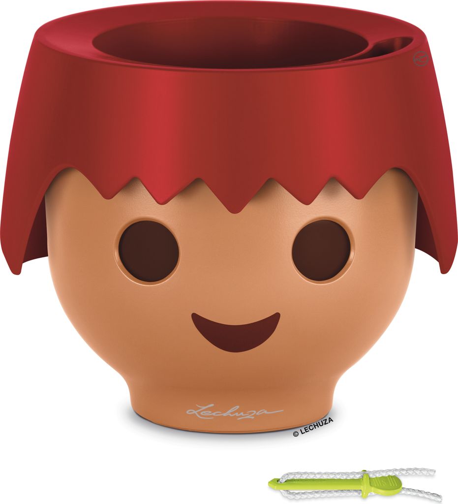 LECHUZA-Pflanzgefäß OJO red | Pflanzgefäß für Kinder mit Bewässerungssystem | im PLAYMOBIL-Design | Ø 21 x 15,8 cm | 19046