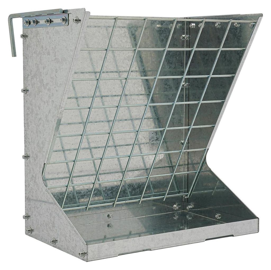 Heuraufe Futterstation - Futterkrippe für Schafe Ziegen Pferde Rinder - Q235 Stahl - Spritzbeschichtet - Für Heu Futter Getreide - Silber