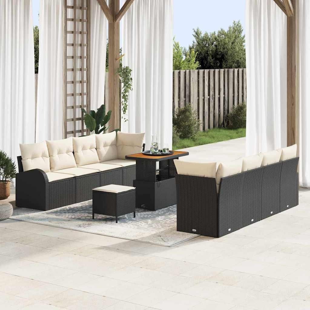 Maison Exclusive - Gartensofa-set mit Kissen 11 pcs Schwarz Poly-Rattan