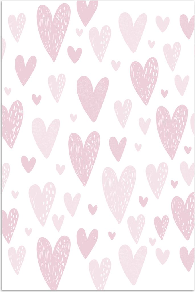 MuchoWow Poster Herz - Design - Rosa - Mädchen - Baby - Mädchen 40x60 cm - Plakate für die Wand - Poster Babyzimmer