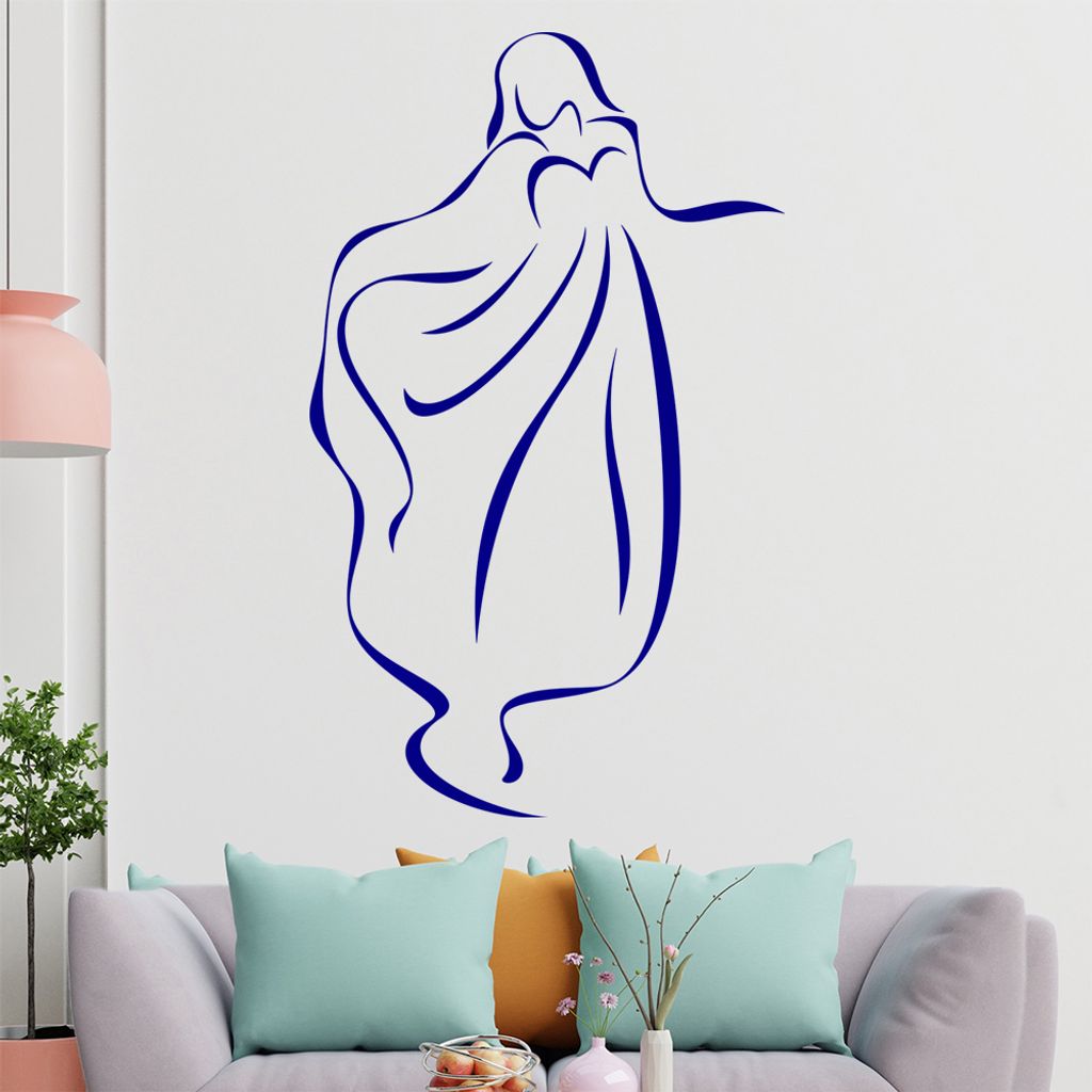 Dame im Kleid - Linien Wandtattoo in 6 Größen - Wandaufkleber Wall Sticker - Dekoration, Küche, Wohnzimmer, Schlafzimmer, Badezimmer