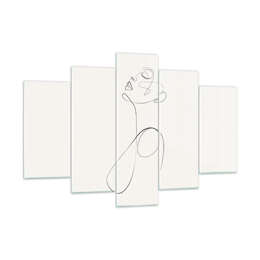 Bilder auf glas - 5 Teile - Linie Linie Frau - 150x100cm - Glasbilder - Wandbilder - Bilder - zum Aufhängen bereit - Wanddekoration aus Glas - Gla...