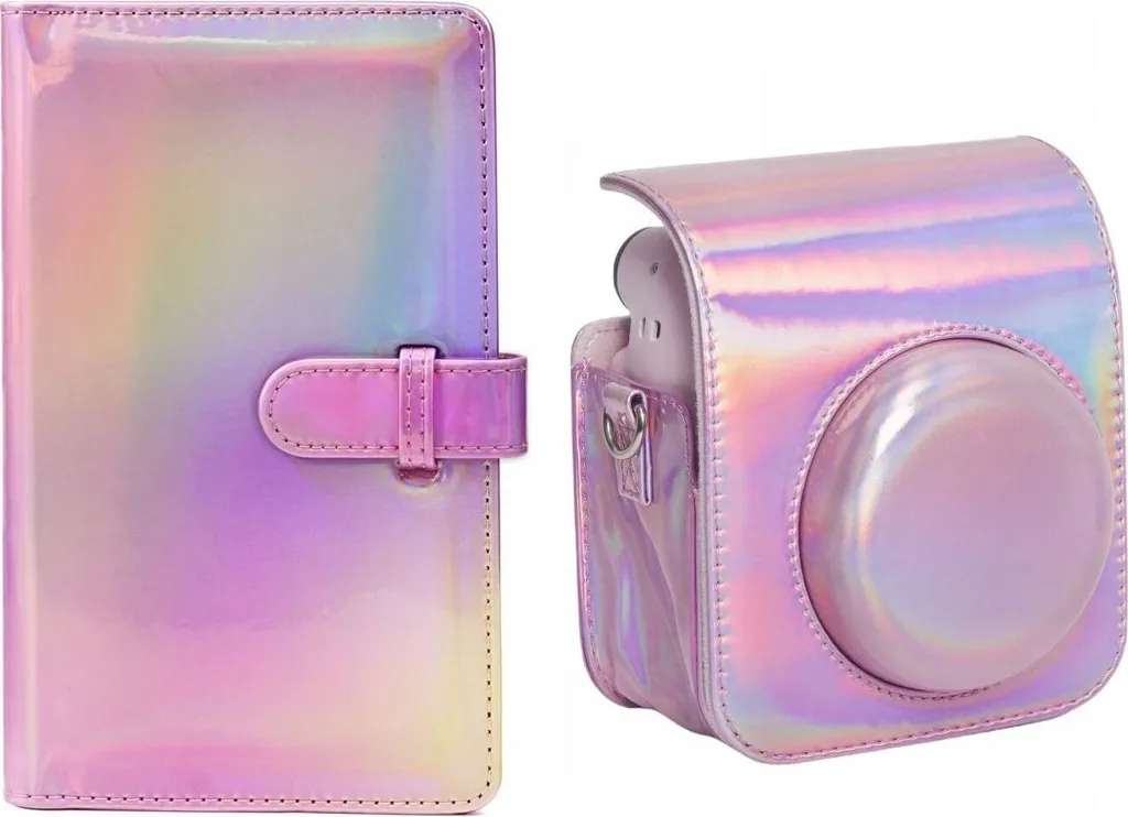 Sacoche de Protection Instax Mini 12 avec Album Photo 96 Vues Rose Brillant