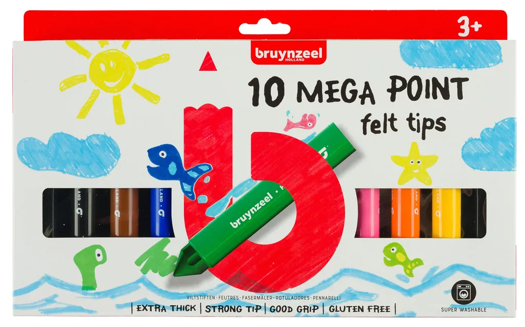Feutres de Coloriage Lavables Bruynzeel Mega Point Pointe Résistante