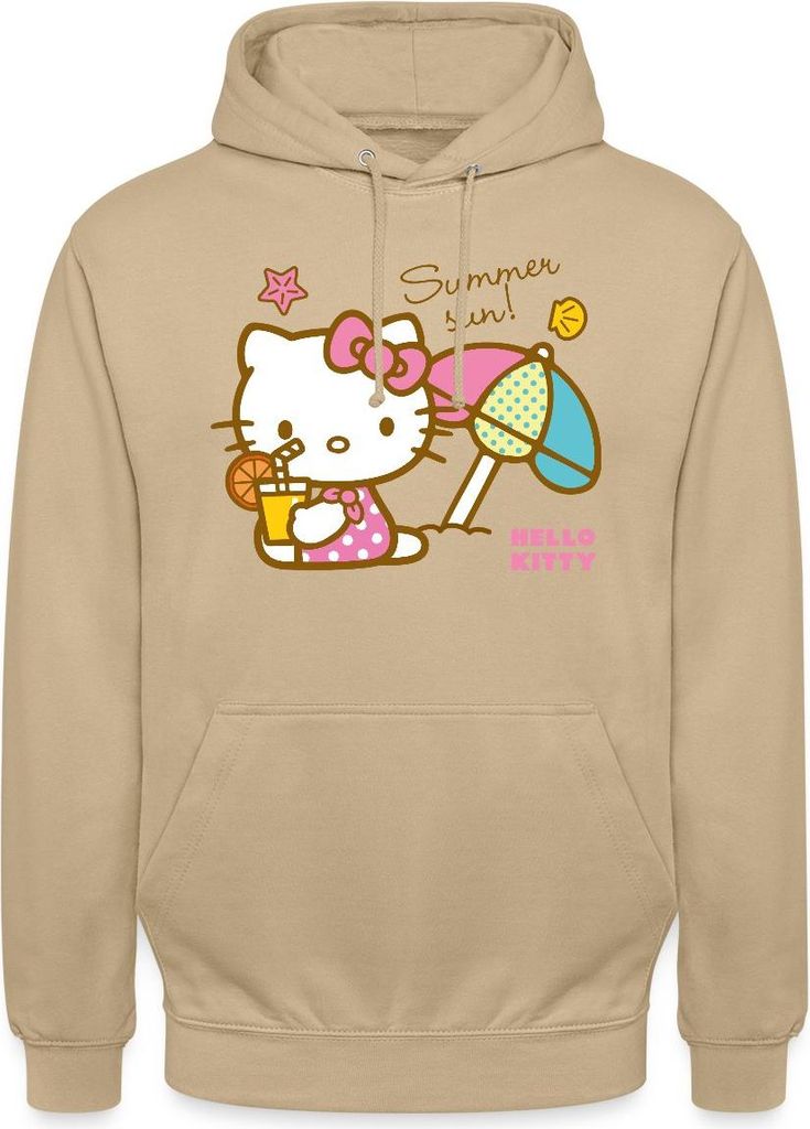 Spreadshirt Hello Kitty Am Strand Summer Sun Uni Hoodie, 3XL, Beige