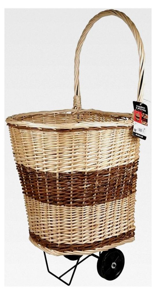 Kaminholzablage – Wagen für Holzscheite mit Rollen, Transportwagen für Brennholz, Holzständer auf Rollen, aus Weide – 45 x 40 x 98 cm – ab...