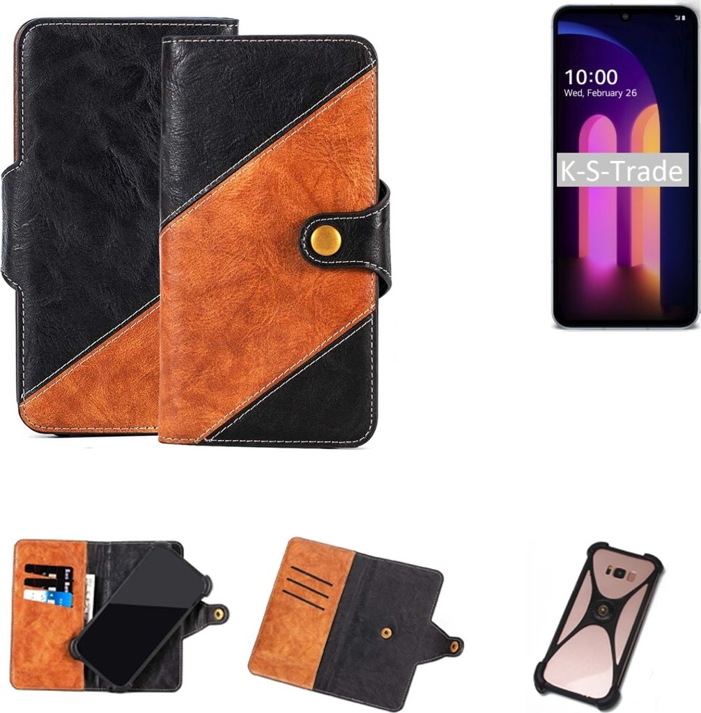 K-S-Trade Handyhülle Schutzhülle Bookstyle Case Wallet-Case kompatibel mit LG Electronics V60 ThinQ 5G Handy Cover Bumper Klapphülle schwarz