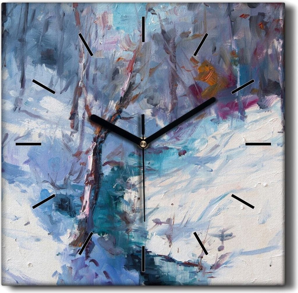 Coloray Hodiny Unikátní 30x30 cm Tiché hodiny Pro obývací pokoj a kuchyň Nástěnné hodiny Plátno Černé ručičky hodin - Malování Win...