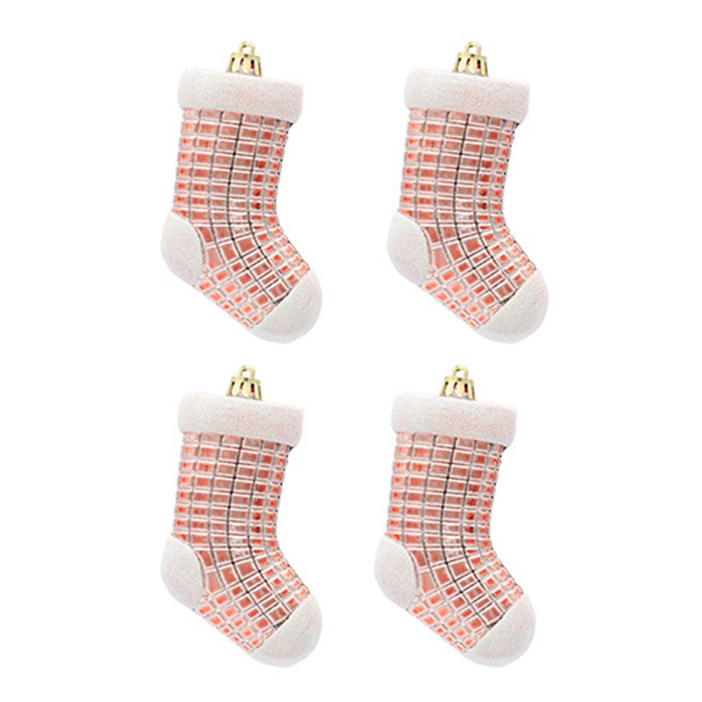 4 PCs/festgelegte Weihnachtsstrumpf glatte Oberflächenkontrast Farben wiederverwendbares Feststoff, leichtes dekoratives Elektroplattierter mit Se...