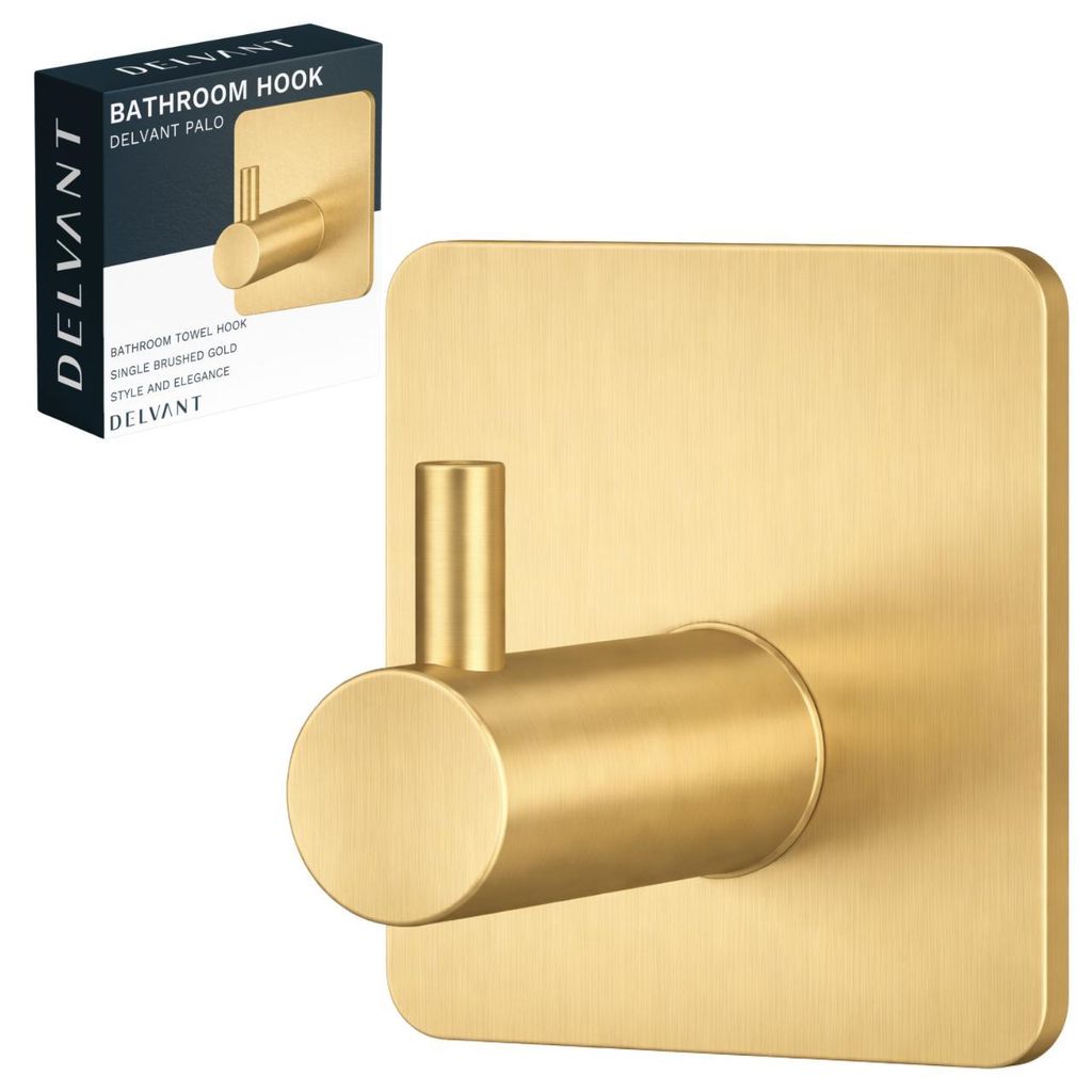 DELVANT PALO Selbstklebender Haken Gebürstetes Gold Produktbild 