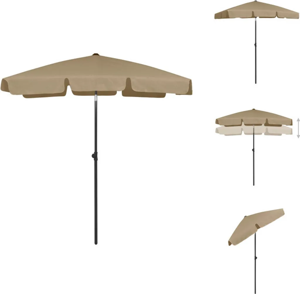 Ombrellone vidaXL Taupe 180x120 cm - Parasole Rettangolare da Sogno