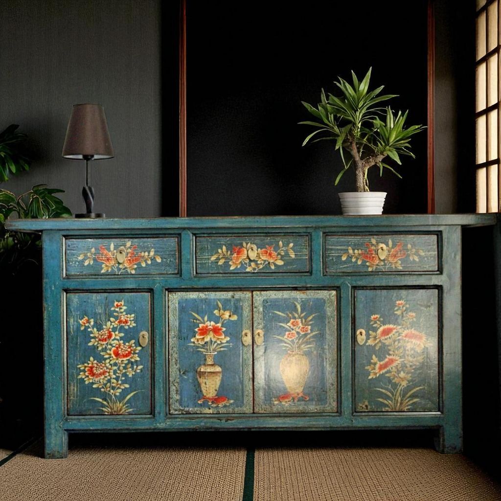 Asia Möbel Sideboard Kommode Schrank Hochzeitsschrank chinesisch orientalisch asiatisch fernöstlich exotisch Landhaus / Vintage-Stil komplett mon...