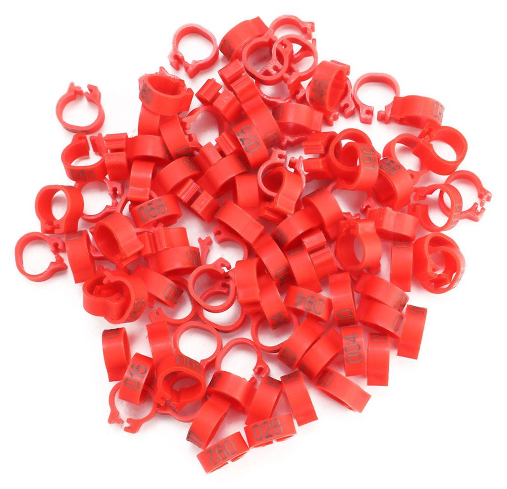 100 Stück/Beutel, 8 mm, nummerierte Plastik-Fußringe für Produktbild 