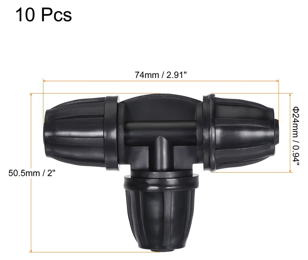 10Stk Tropfbew?sserung T-Stš¹ck 3-Weg Verschraubung 8mm/11mm Schlauch Schwarz fš¹r Garten Tropfschlauch Bew?sserungssystem