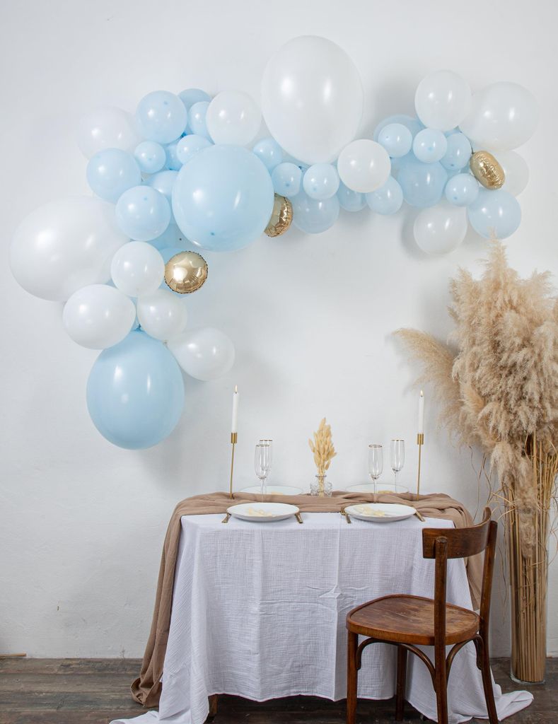 Kit für Ballonbogen 57 Ballons Blau und Weiß für Babyparty - Einheitsgröße
