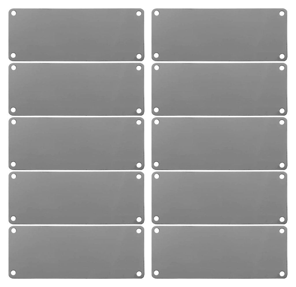 10 Edelstahl Türschilder Blanko, Metallschilder zum Gravieren und Gestalten, Namensschild mit Loch für Büro, Wand und Hotel, Silber für Lasergr...