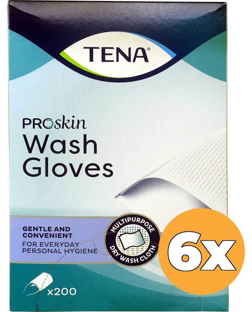 6x Tena Washandje (200 stuks) Productafbeelding 