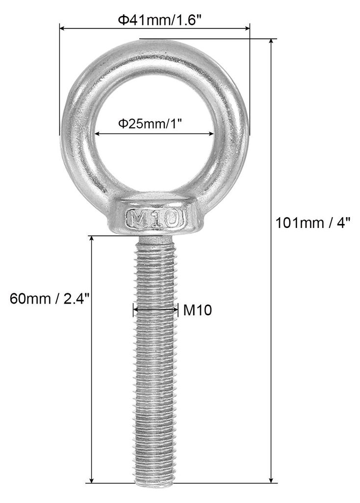 Ringschraube, M10x60 304 Edelstahl ?senschraube Gewinde mit Sechskantschraube Mutter Dichtung Unterlegscheibe zum Aufh?ngen und Sichern von Ketten ...