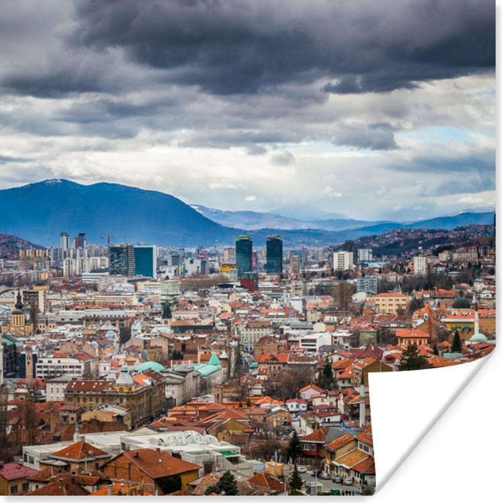 MuchoWow Poster Wolkendecke über Sarajevo Bosnien und Herzegowina 50x50 cm - Wohnzimmerdekoration