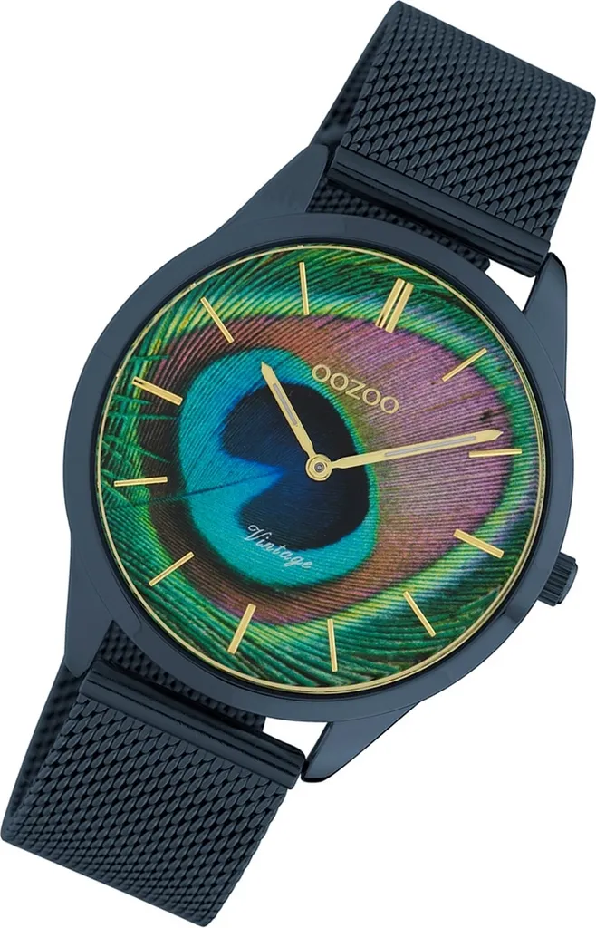 Oozoo Vintage C10252 Montre Femme Acier Inoxydable et Cadran Bleu 32mm