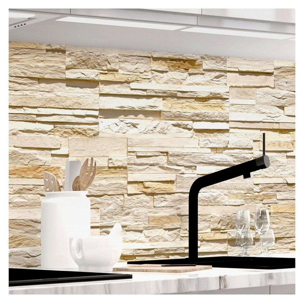 Selbstklebende Küchenrückwand Matt - ASHLAR - 1,8mm, Hartkunststoff, für alle Untergründe, Spritzschutz, 60 x 340cm