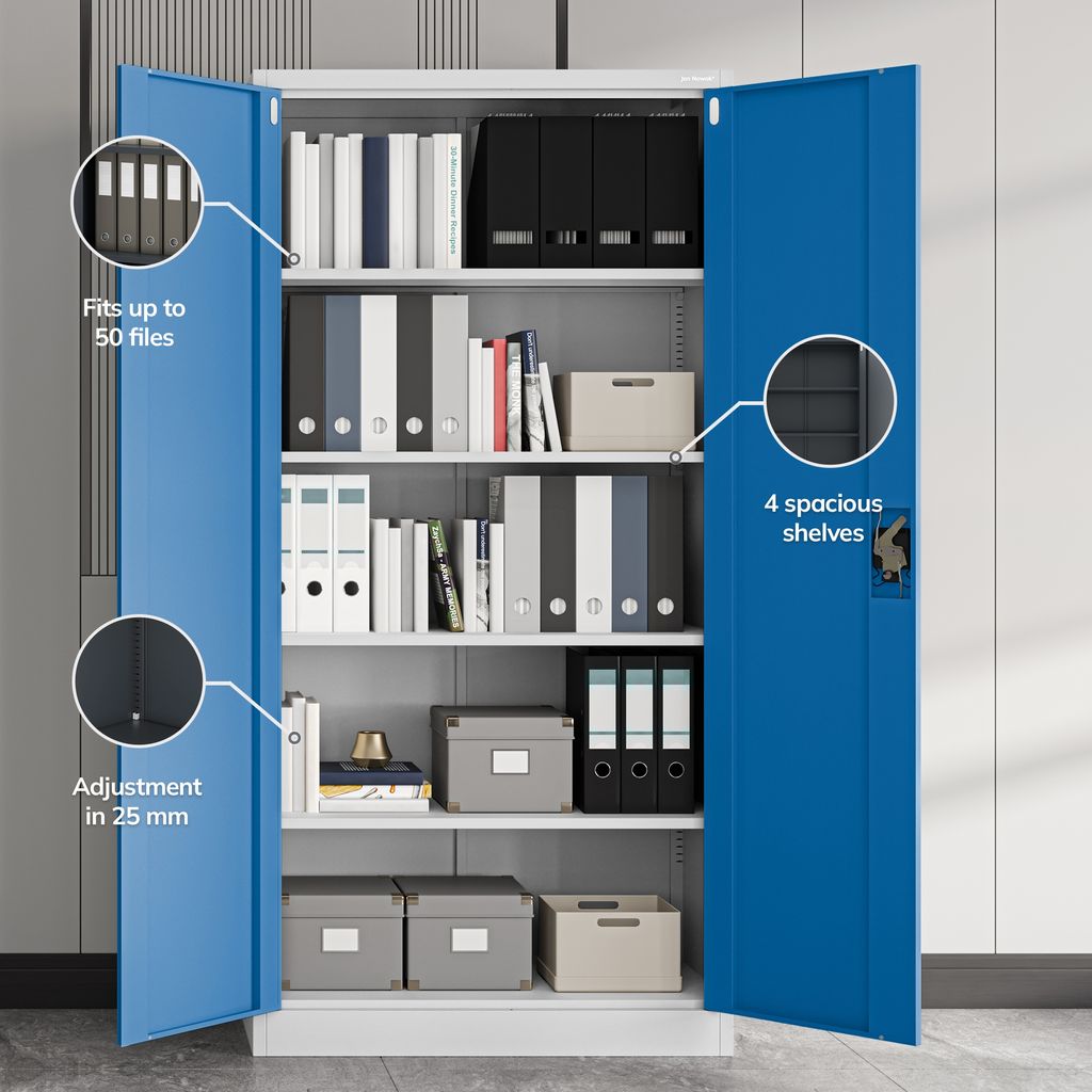 Armadio Archivio Ufficio 3 Cassetti – PP Bianco, Chiudibile A Chiave, Mobile Stampante - 2