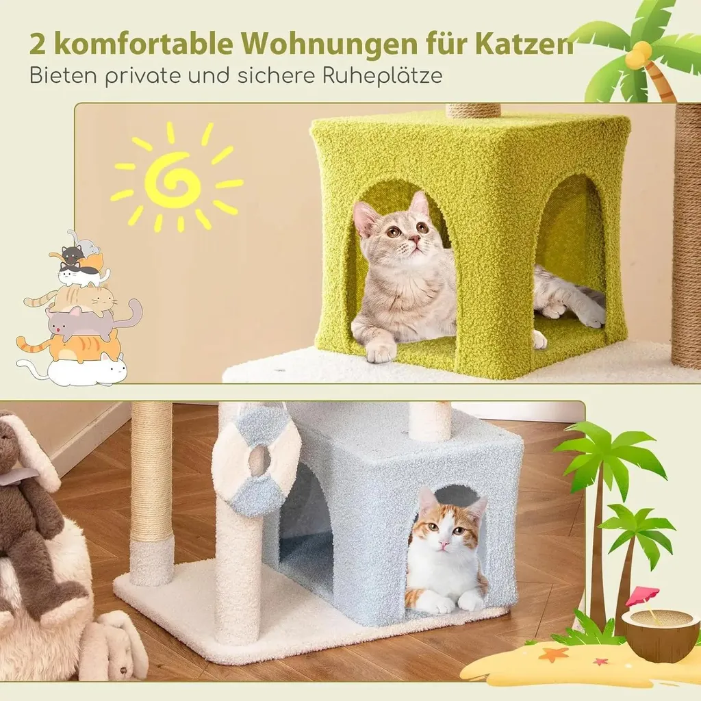 Arbre à chat stable 180 cm vert pour protéger vos meubles des griffes