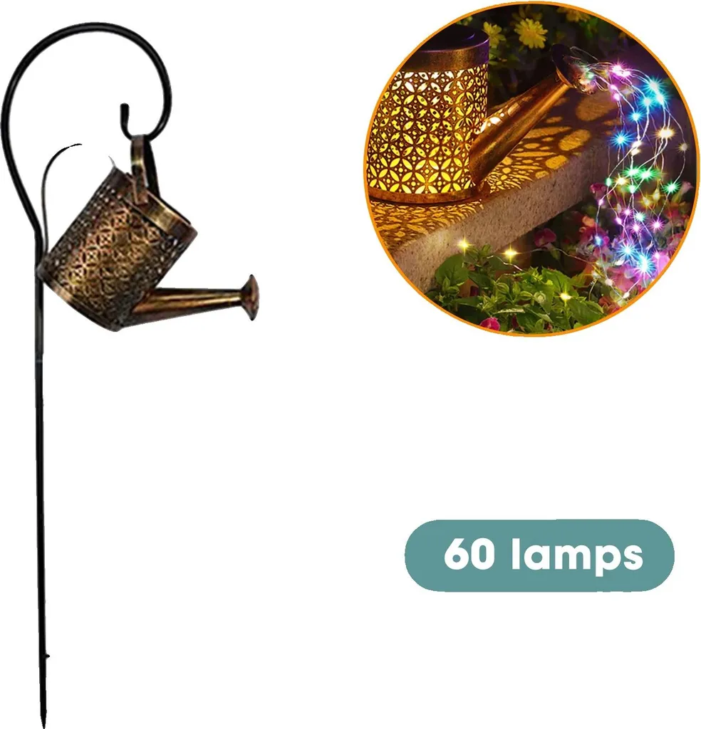 Éclairage solaire de jardin 60 LED résistant aux intempéries métal