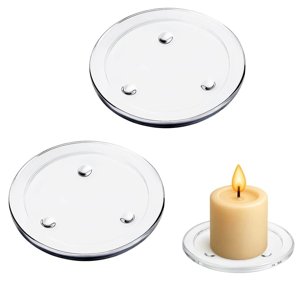 Kerzenteller 2er Set – Kerzenhalter aus Glas, Untersetzer, runder Glasteller für Duftkerzen, Tischdeko und Hochzeitsdekoration