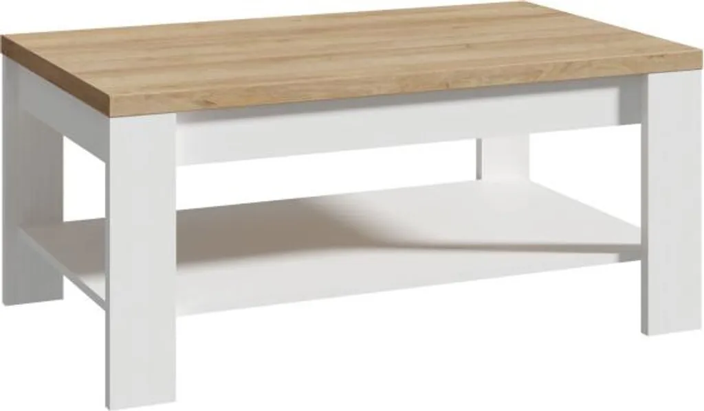 Table basse Bohol rectangle en chêne blanc et beige 100x60cm