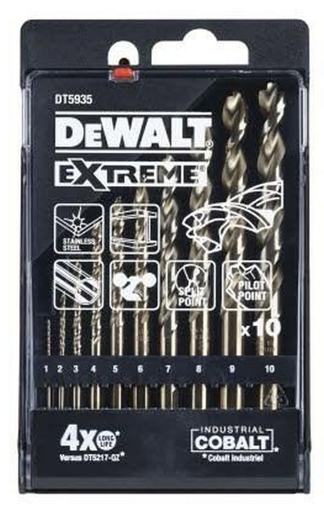 DEWALT Kobaltbohrer-Set Extreme 10-teilig für Metall 1-10 mm