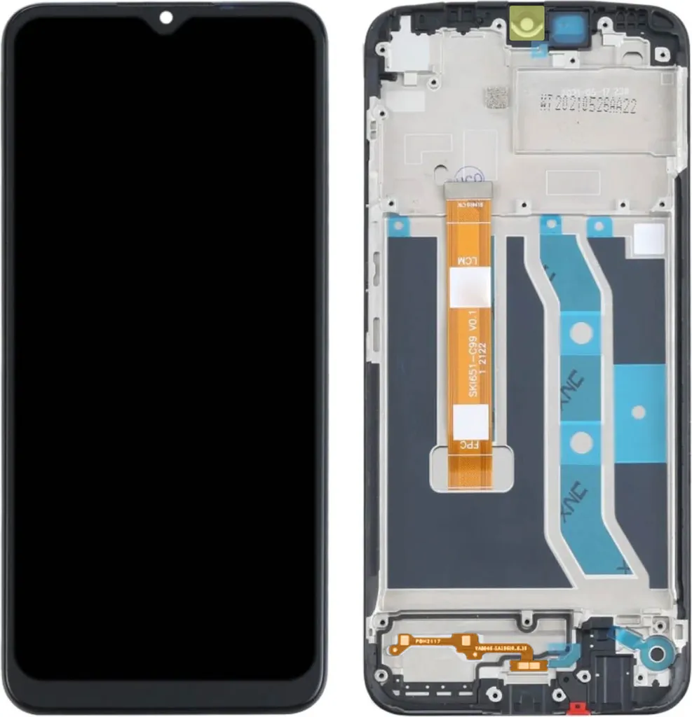 Bloc écran de remplacement pour Realme C25Y tactile et boîtier Noir