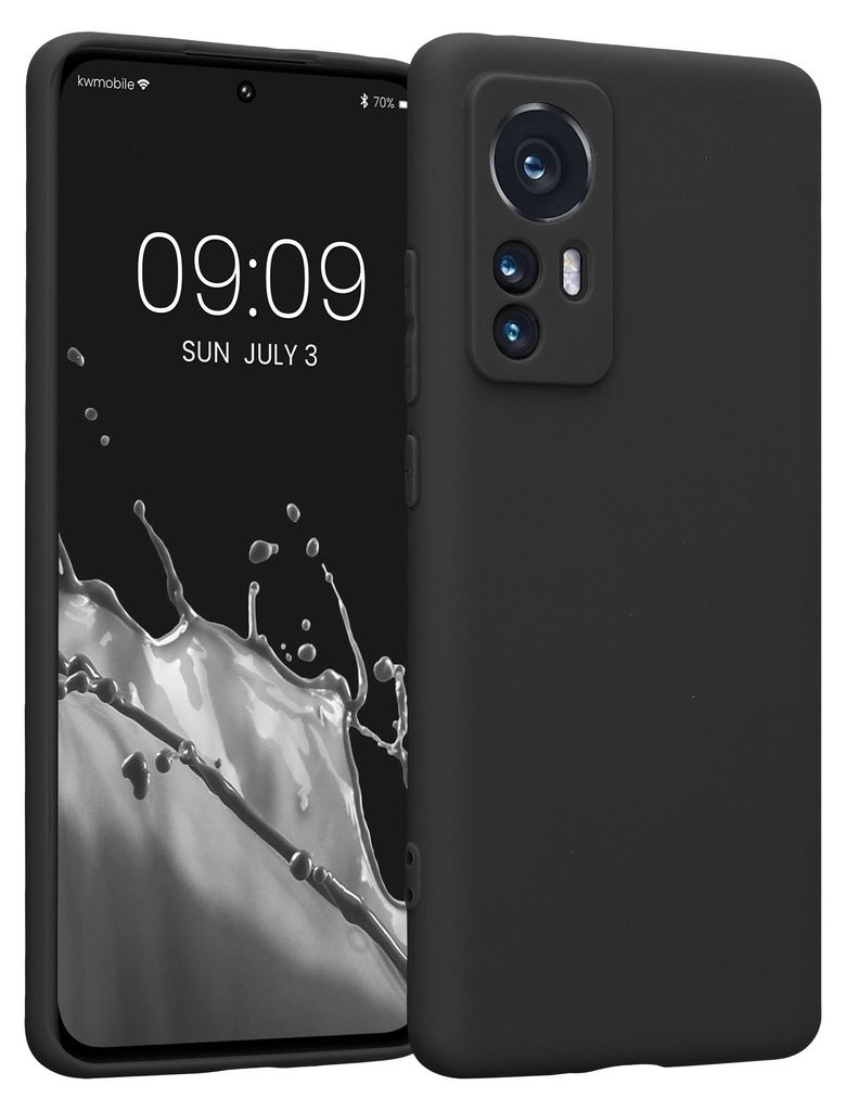 kwmobile Handyhülle für Xiaomi 12 / 12X Hülle - weiches Handy Silikon Case - Schutzhülle Cover - Schwarz matt