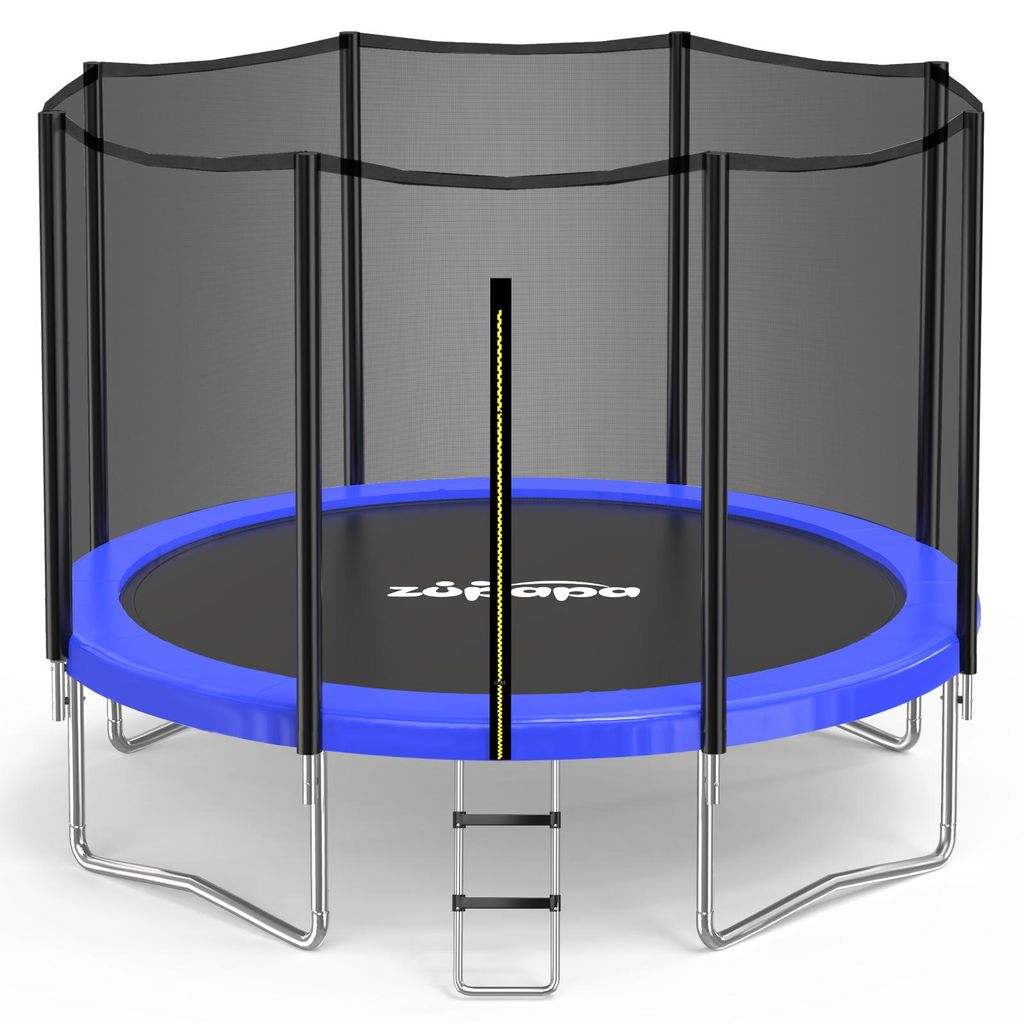 Zupapa Trampolin Outdoor, Trampoline 183/244/307/366cm, Kindertrampolin mit Sicherheitsnetz und Rutschfester,Leiter für Kinder und Erwachsene