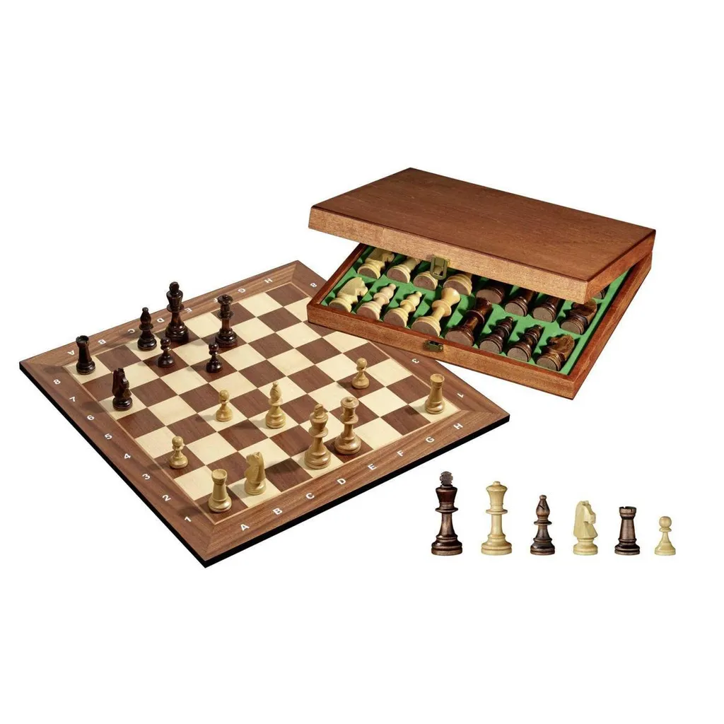Jeu d'échecs lesté Tunier KH 90mm avec cases FG de 50mm