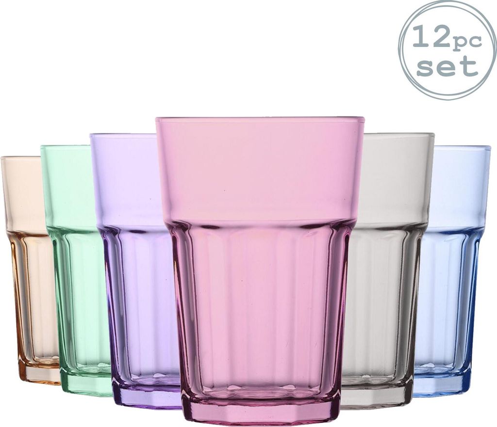 LAV Aras Highball Cocktail Tumbler Glasses - 365ml - Bunte - Packung mit 12
