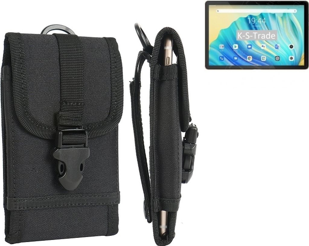 K-S-Trade Holster Handy Hülle kompatibel mit Blackview Tab 10 Holster Handytasche Gürtel Tasche Schutz Hülle Robust Outdoor schwarz