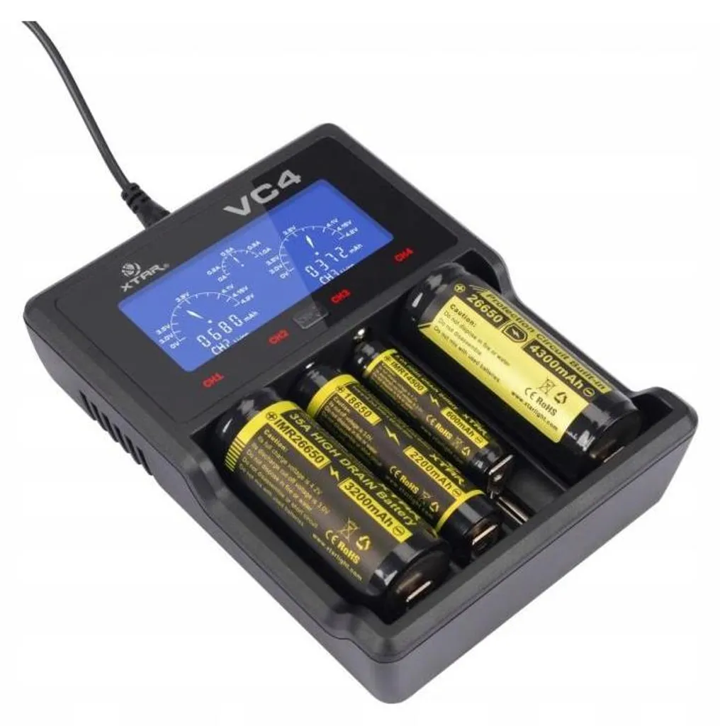 Chargeur Accu XTAR VC4 à 4 Slots avec Écran LCD et Alimentation USB Rapide - 18