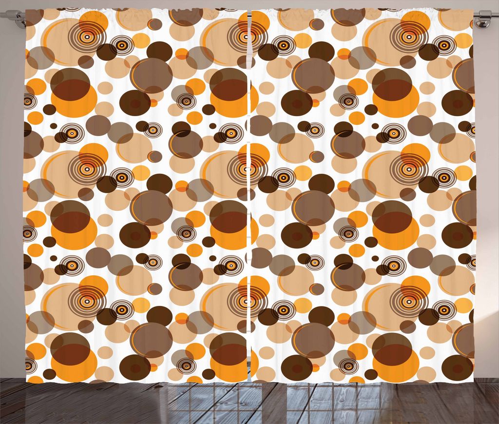 ABAKUHAUS Erdfarben Rustikaler Gardine, Chaotische Spots Ringe, Schlafzimmer Kräuselband Vorhang mit Schlaufen und Haken, 280 x 175 cm, Orange Bra...