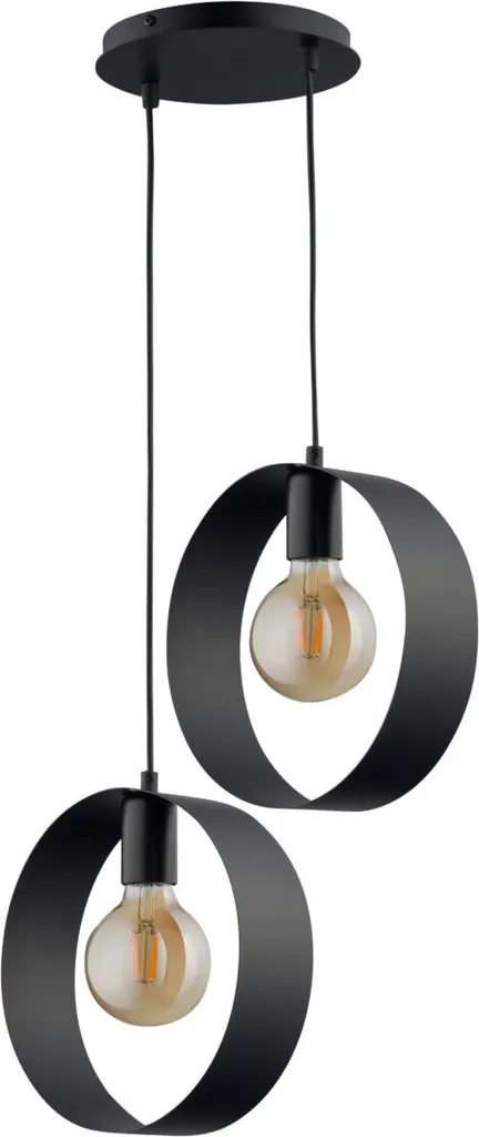 Luminaire Suspendu Moderne Noir Happy à 2 Lumières E27 pour le Salon